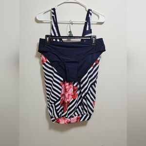 Floral and Striped Women's Tankini Set